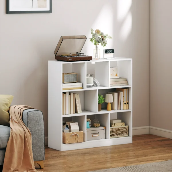 Boekenkast staande kast, 8 planken, 97,5 x 30 x 100 cm, wit 9