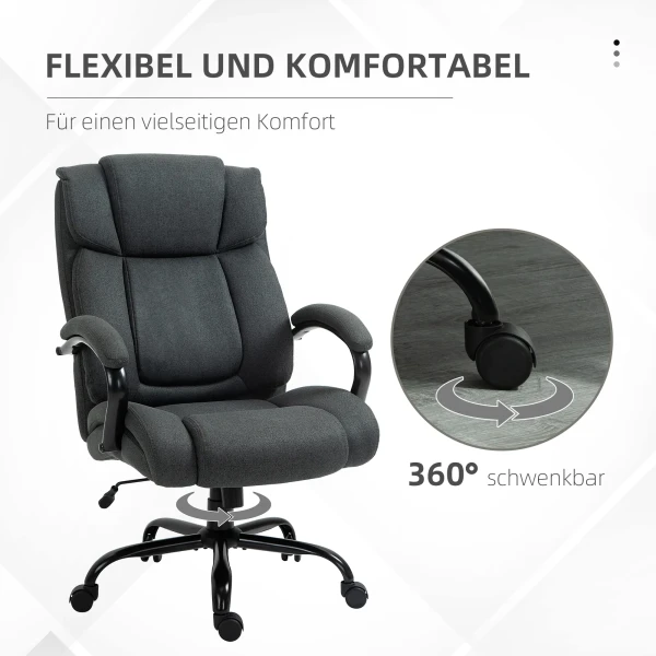 Bureaustoel, ergonomische bureaustoel, draaistoel met gevoerde armleuning, tot 220 kg belastbaar, grijs 8