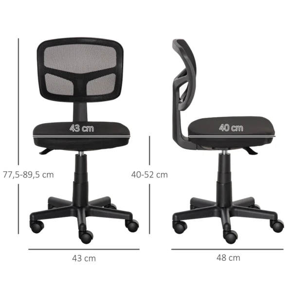 Bureaustoel ergonomische bureaustoel, in hoogte verstelbare draaistoel, ruimtebesparend zwart 4