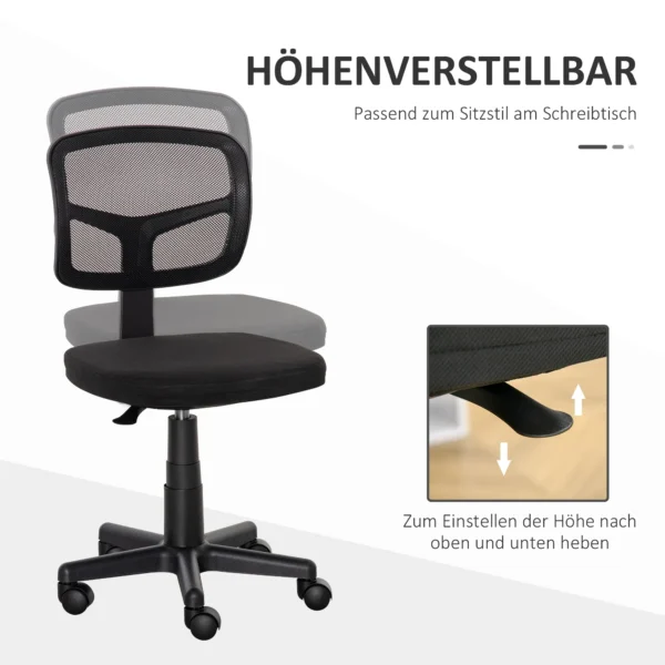 Bureaustoel ergonomische bureaustoel, in hoogte verstelbare draaistoel, ruimtebesparend zwart 5