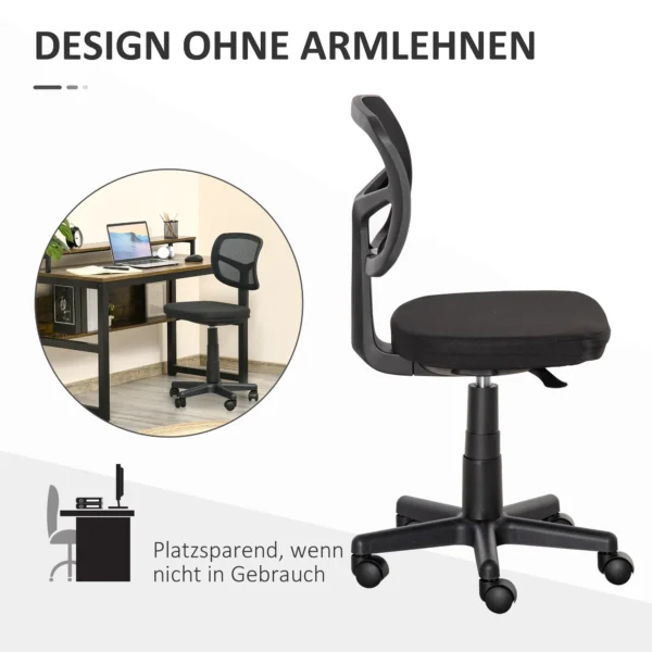 Bureaustoel ergonomische bureaustoel, in hoogte verstelbare draaistoel, ruimtebesparend zwart 6