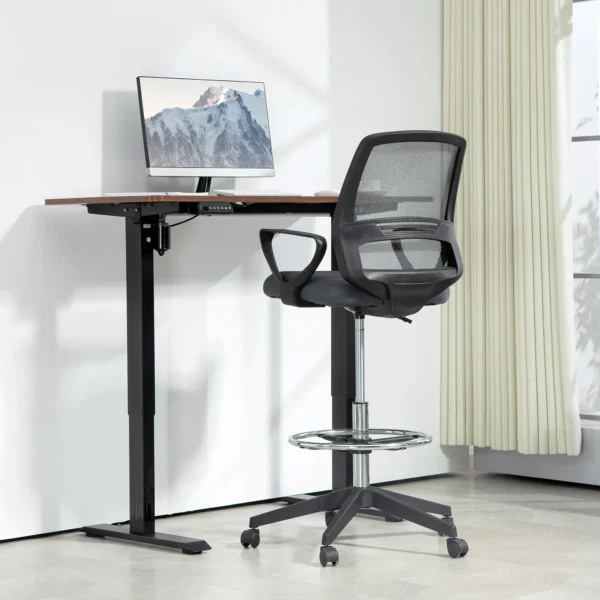 Bureaustoel ergonomische bureaustoel met armleuningen en verstelbare voetenring netbekleding grijs 2