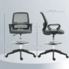 Bureaustoel ergonomische bureaustoel met armleuningen en verstelbare voetenring netbekleding grijs 4