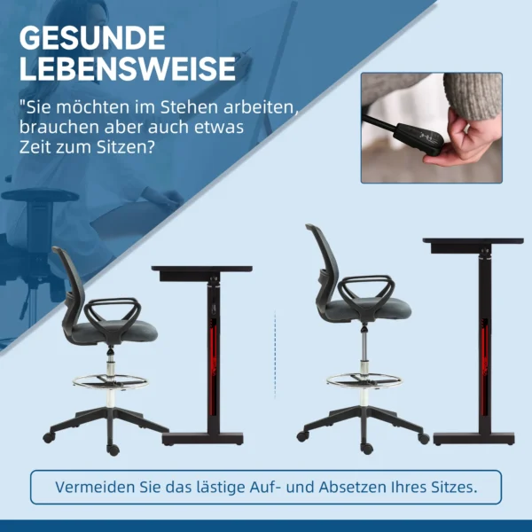 Bureaustoel ergonomische bureaustoel met armleuningen en verstelbare voetenring netbekleding grijs 5
