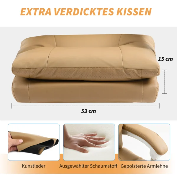 Bureaustoel ergonomische bureaustoel met lendensteun, opklapbare armleuning, voetensteun lichtbruin 6