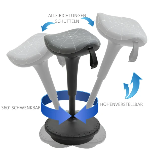 Bureaustoel met draaifunctie, ergonomische kruk, in hoogte verstelbaar 65,5 83,5 cm 120° kantelbaar grijs 5