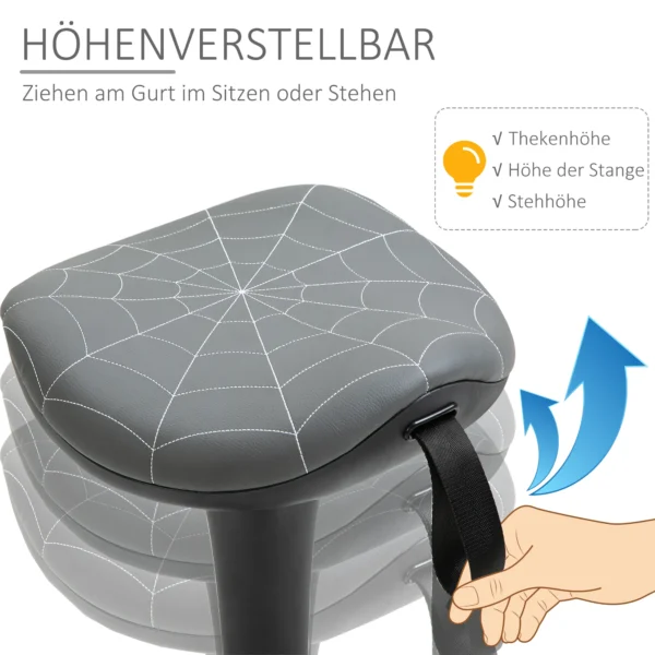 Bureaustoel met draaifunctie, ergonomische kruk, in hoogte verstelbaar 65,5 83,5 cm 120° kantelbaar grijs 7
