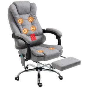 Bureaustoel met massagefunctie, ergonomische bureaustoel met lig & verwarmingsfunctie, afstandsbediening, grijs 1