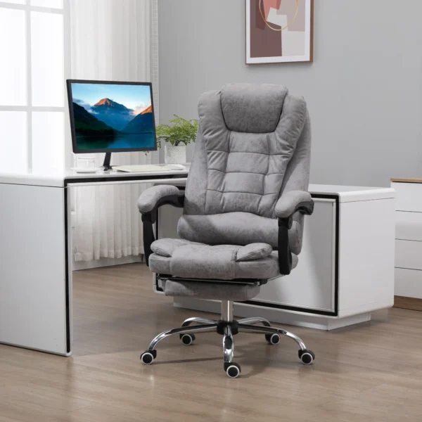 Bureaustoel met massagefunctie, ergonomische bureaustoel met lig & verwarmingsfunctie, afstandsbediening, grijs 2
