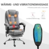 Bureaustoel met massagefunctie, ergonomische bureaustoel met lig & verwarmingsfunctie, afstandsbediening, grijs 5