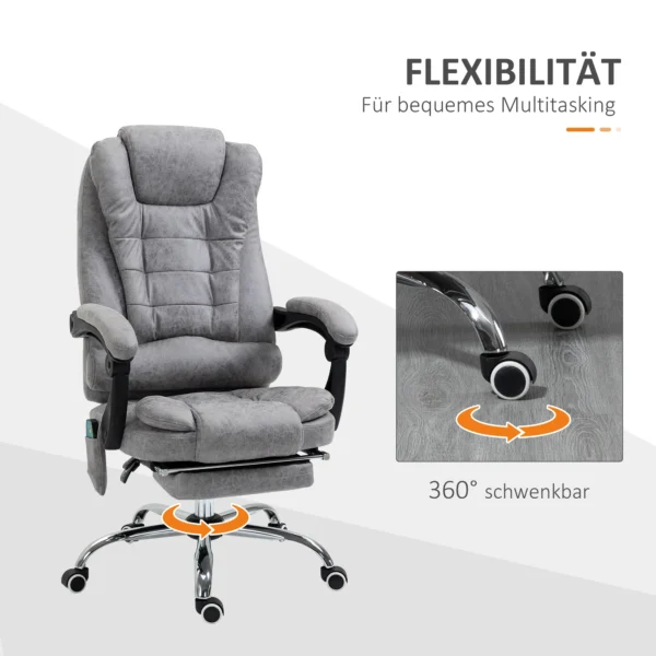 Bureaustoel met massagefunctie, ergonomische bureaustoel met lig & verwarmingsfunctie, afstandsbediening, grijs 8