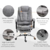 Bureaustoel met massagefunctie, ergonomische bureaustoel met lig & verwarmingsfunctie, afstandsbediening, grijs 9