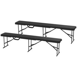 Campingbank, kunststof buitenbank, 240 kg draagvermogen, zwart 1