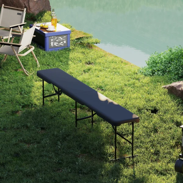 Campingbank, kunststof buitenbank, 240 kg draagvermogen, zwart 10