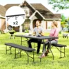 Campingbank, kunststof buitenbank, 240 kg draagvermogen, zwart 2