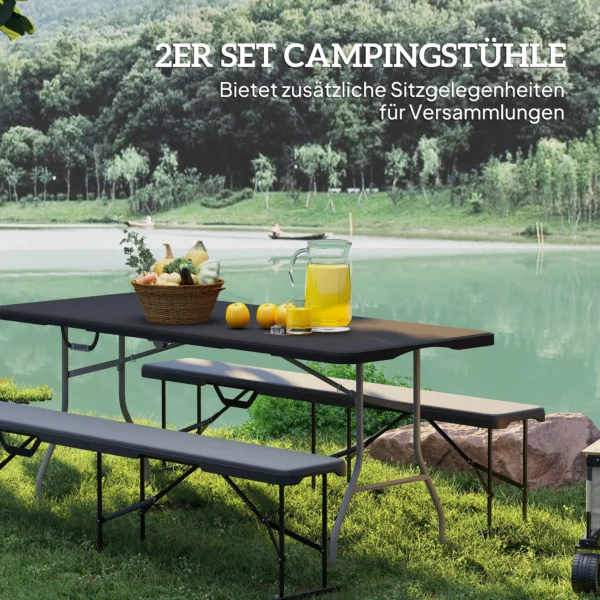 Campingbank, kunststof buitenbank, 240 kg draagvermogen, zwart 5