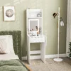 Compacte kaptafel met spiegel en led verlichting, klapbare tafelblad, openere planken, lade, mdf, wit 2