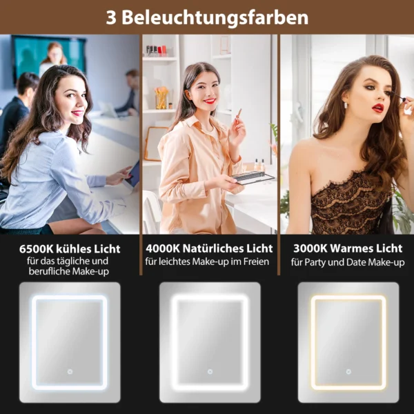 Compacte kaptafel met spiegel en led verlichting, klapbare tafelblad, openere planken, lade, mdf, wit 5