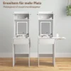 Compacte kaptafel met spiegel en led verlichting, klapbare tafelblad, openere planken, lade, mdf, wit 6