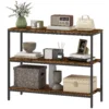 Console tafel, bijzettafel met 3 laags plank, spaanplaat, metaal, lichtbruin 1
