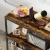 Console tafel, bijzettafel met 3 laags plank, spaanplaat, metaal, lichtbruin 10