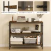 Console tafel, bijzettafel met 3 laags plank, spaanplaat, metaal, lichtbruin 6