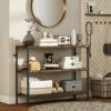 Console tafel, bijzettafel met 3 laags plank, spaanplaat, metaal, lichtbruin 9