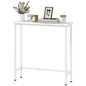 Console tafel gangtafel met verstelbare voetkussentjes, kantelbeveiliging 75 x 24 x 76 cm voor kleine ruimte wit 1