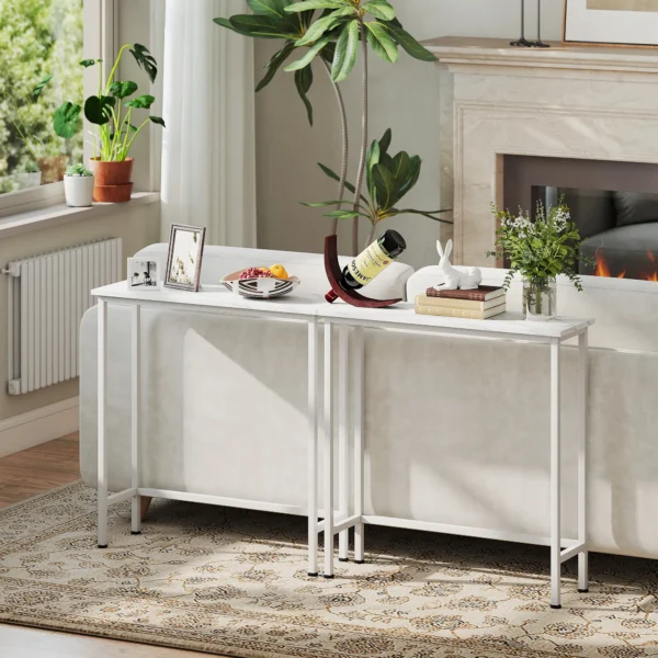 Console tafel gangtafel met verstelbare voetkussentjes, kantelbeveiliging 75 x 24 x 76 cm voor kleine ruimte wit 10