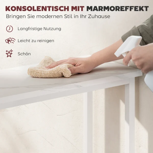 Console tafel gangtafel met verstelbare voetkussentjes, kantelbeveiliging 75 x 24 x 76 cm voor kleine ruimte wit 5