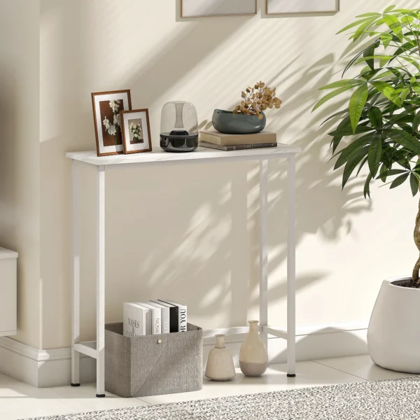 Console tafel gangtafel met verstelbare voetkussentjes, kantelbeveiliging 75 x 24 x 76 cm voor kleine ruimte wit 7