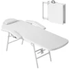 Draagbare massagetafel, opvouwbare massageliege met kunstleren bekleding, schuimvulling, stalen frame, wit 1