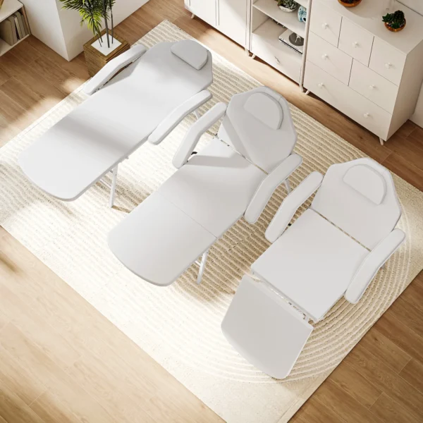 Draagbare massagetafel, opvouwbare massageliege met kunstleren bekleding, schuimvulling, stalen frame, wit 10