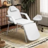 Draagbare massagetafel, opvouwbare massageliege met kunstleren bekleding, schuimvulling, stalen frame, wit 2