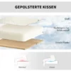 Draaibare bureaustoel met wielen, bureaustoel, fleece stof, schuim, in hoogte verstelbaar, thuiskantoor, crèmewit 5
