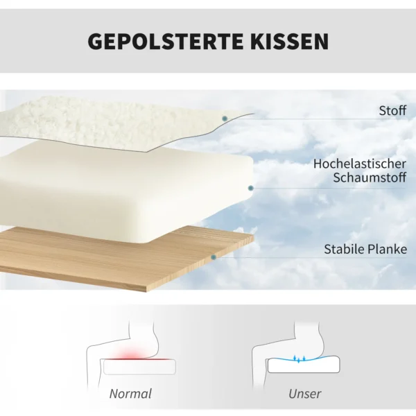 Draaibare bureaustoel met wielen, bureaustoel, fleece stof, schuim, in hoogte verstelbaar, thuiskantoor, crèmewit 5