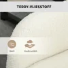 Draaibare bureaustoel met wielen, bureaustoel, fleece stof, schuim, in hoogte verstelbaar, thuiskantoor, crèmewit 7