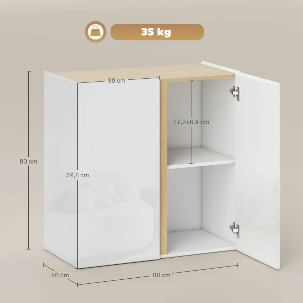 Dressoir, sideboard met soft close deuren, aanpasbaar rek, voor woonkamer, keuken, eetkamer, wit 4