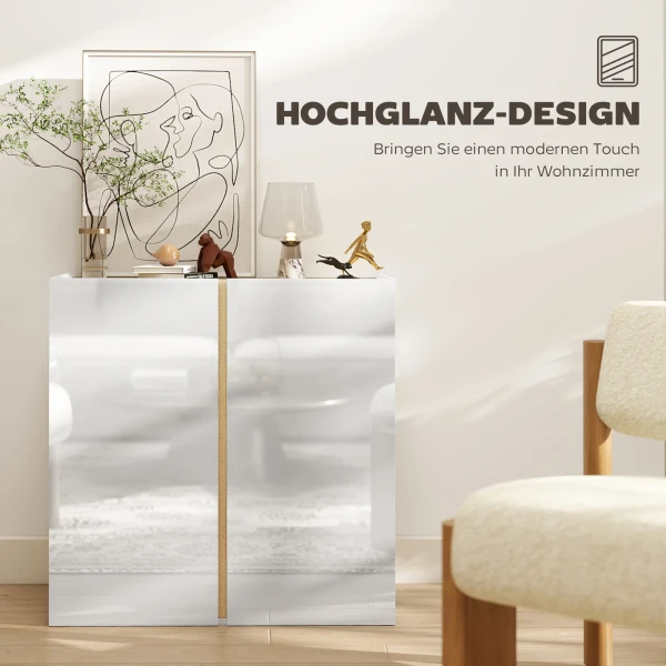 Dressoir, sideboard met soft close deuren, aanpasbaar rek, voor woonkamer, keuken, eetkamer, wit 5
