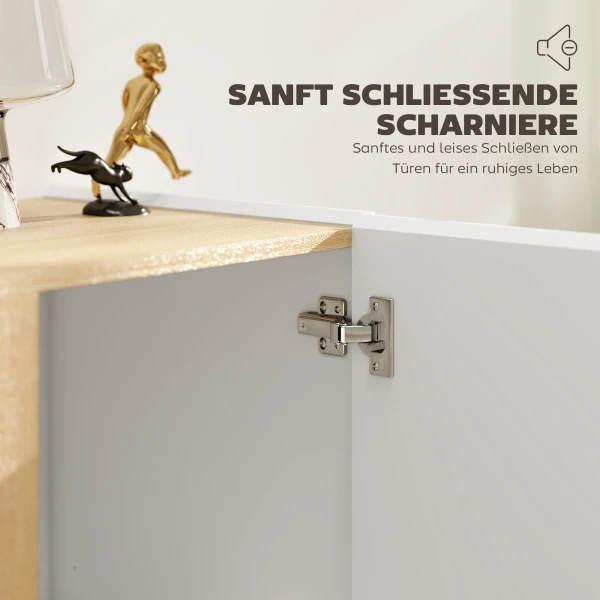 Dressoir, sideboard met soft close deuren, aanpasbaar rek, voor woonkamer, keuken, eetkamer, wit 6