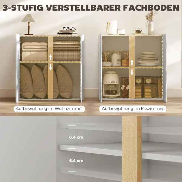 Dressoir, sideboard met soft close deuren, aanpasbaar rek, voor woonkamer, keuken, eetkamer, wit 7