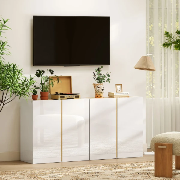 Dressoir, sideboard met soft close deuren, aanpasbaar rek, voor woonkamer, keuken, eetkamer, wit 9