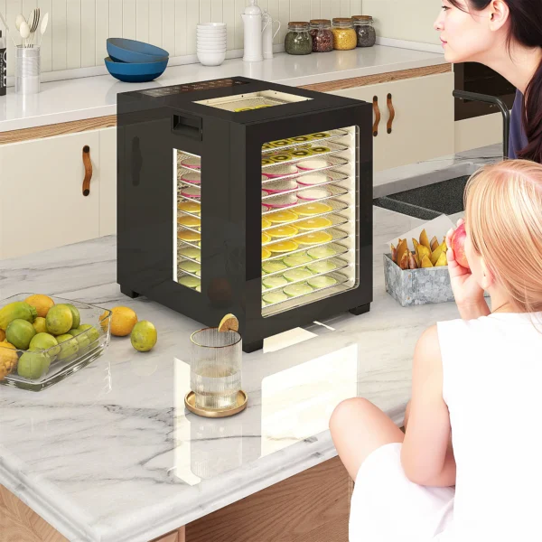 Droogautomaat, 850 w, temperatuurregelaar 40 70°c, 48 uur timer, 12 inlegvellen roestvrij staal zwart 10