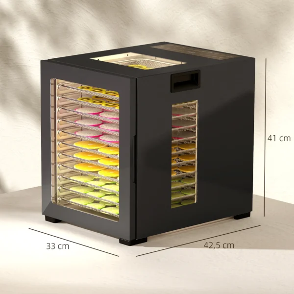 Droogautomaat, 850 w, temperatuurregelaar 40 70°c, 48 uur timer, 12 inlegvellen roestvrij staal zwart 4