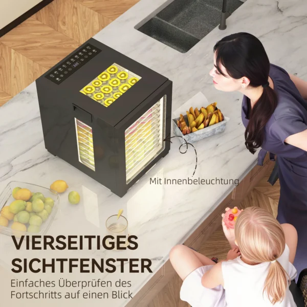 Droogautomaat, 850 w, temperatuurregelaar 40 70°c, 48 uur timer, 12 inlegvellen roestvrij staal zwart 8