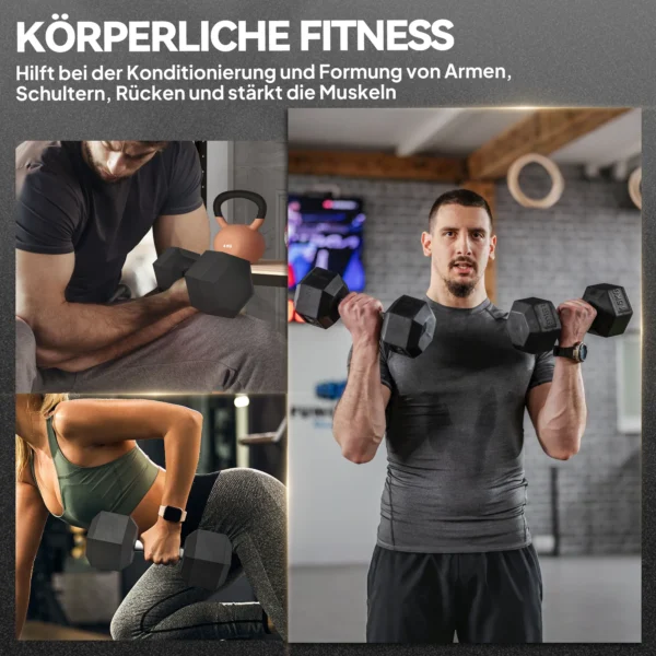 Dumbbells met gekartelde handgreep, korte halters van gietijzer, 2 x 15kg, korte halters voor mannen en vrouwen 8