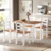 Eetgroepset, eettafel, 4 stoelen, eetkamerset, grenenhout, bruin+wit 2