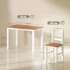 Eetgroepset, eettafel, 4 stoelen, eetkamerset, grenenhout, bruin+wit 4