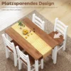 Eetgroepset, eettafel, 4 stoelen, eetkamerset, grenenhout, bruin+wit 8