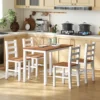 Eetgroepset, eettafel, 4 stoelen, eetkamerset, grenenhout, bruin+wit 9